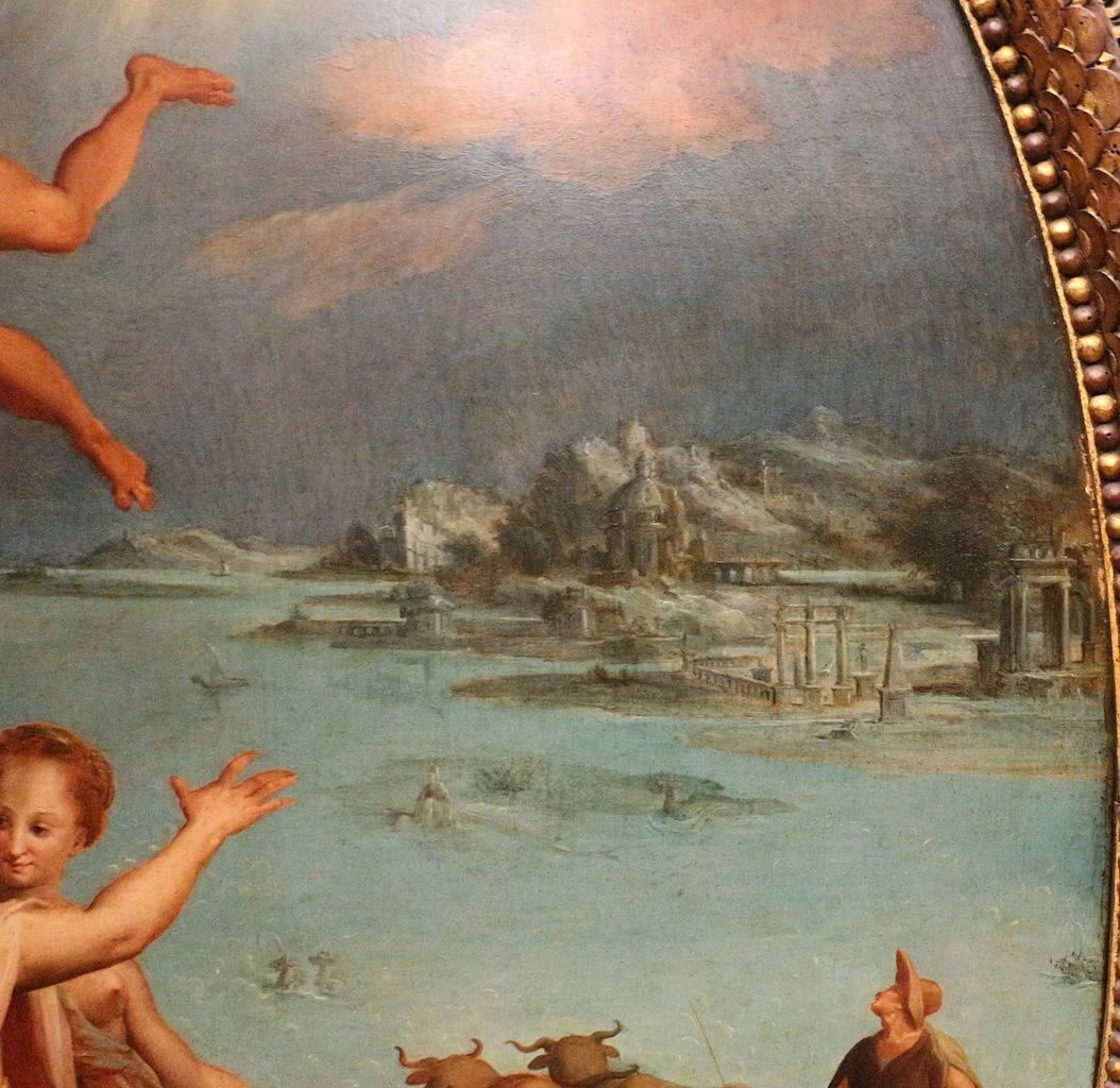 Caduta di Icaro, Firenze, Palazzo Vecchio, Studiolo di Francesco I de' Medici - dettaglio 2